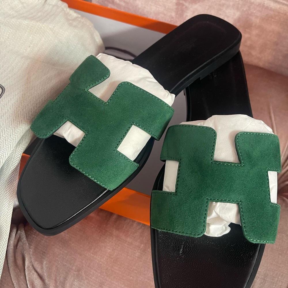 Hermes Green Suede Sandals | BRAND NEW